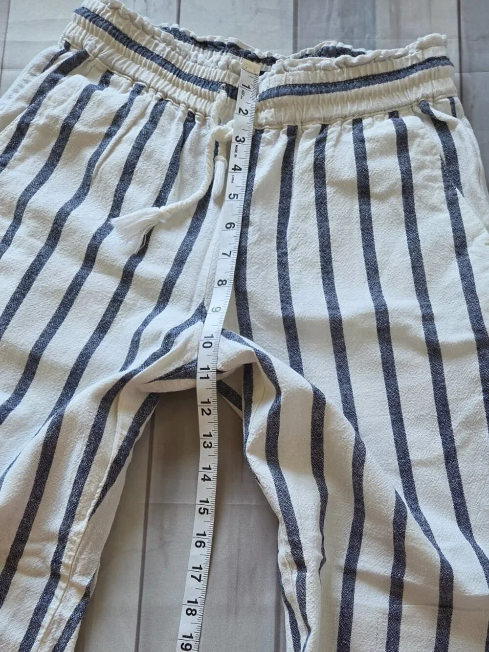 J. Crew Relaxed Casual Pants, Women’s XS, White/Blue Vertical striped, wide leg